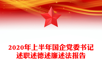 2020年上半年国企党委书记述职述德述廉述法报告
