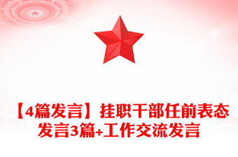 【4篇发言】挂职干部任前表态发言3篇+工作交流发言