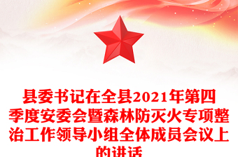 县委书记在全县2021年第四季度安委会暨森林防灭火专项整治工作领导小组全体成员会议上的讲话