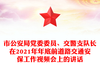 市公安局党委委员、交警支队长在2021年年底前道路交通安保工作视频会上的讲话