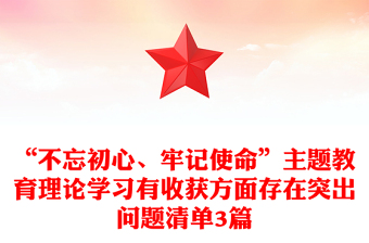 “不忘初心、牢记使命”主题教育理论学习有收获方面存在突出问题清单3篇