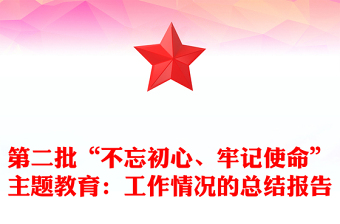 第二批“不忘初心、牢记使命”主题教育：工作情况的总结报告