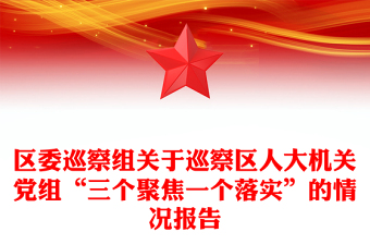 区委巡察组关于巡察区人大机关党组“三个聚焦一个落实”的情况报告
