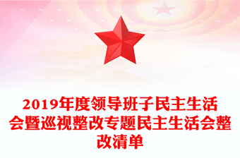 2019年度领导班子民主生活会暨巡视整改专题民主生活会整改清单