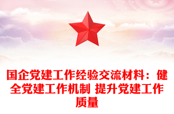 国企党建工作经验交流材料：健全党建工作机制 提升党建工作质量