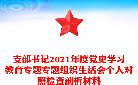 支部书记2021年度党史学习教育专题专题组织生活会个人对照检查剖析材料
