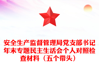 安全生产监督管理局党支部书记年末专题民主生活会个人对照检查材料（五个带头）