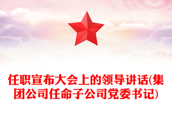 任职宣布大会上的领导讲话(集团公司任命子公司党委书记)