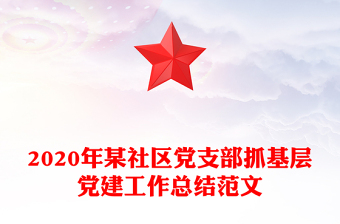 2020年某社区党支部抓基层党建工作总结范文