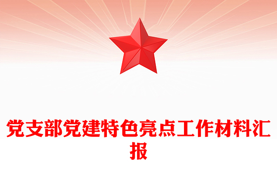 党支部党建特色亮点工作材料汇报