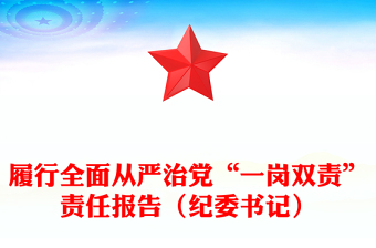 履行全面从严治党“一岗双责”责任报告（纪委书记）