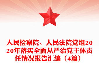 人民检察院、人民法院党组2020年落实全面从严治党主体责任情况报告汇编（4篇）