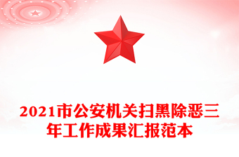 2021市公安机关扫黑除恶三年工作成果汇报范本