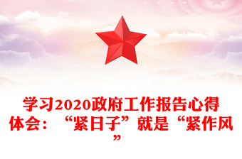 学习2020政府工作报告心得体会：“紧日子”就是“紧作风”