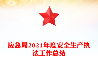 应急局2021年度安全生产执法工作总结