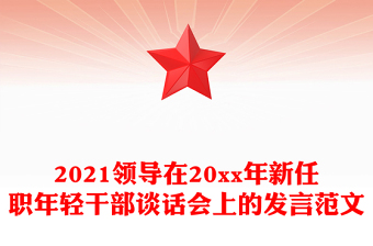 2021领导在20xx年新任职年轻干部谈话会上的发言范文