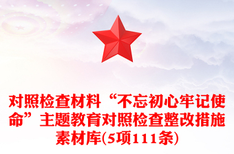 对照检查材料“不忘初心牢记使命”主题教育对照检查整改措施素材库(5项111条)