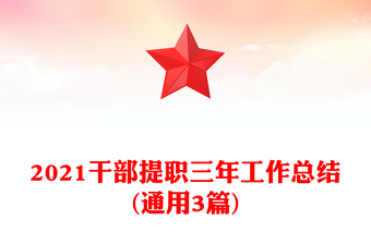 2021干部提职三年工作总结(通用3篇)