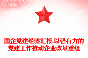 国企党建经验汇报:以强有力的党建工作推动企业改革重组