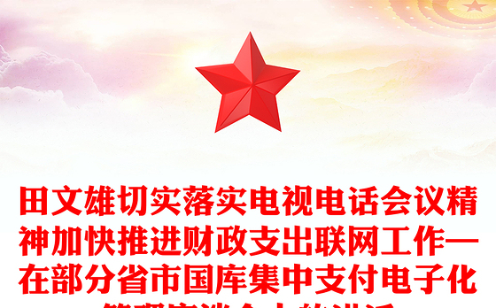 田文雄切实落实电视电话会议精神加快推进财政支出联网工作—在部分省市国库集中支付电子化管理座谈会上的讲话