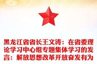 黑龙江省省长王文涛：在省委理论学习中心组专题集体学习的发言：解放思想改革开放奋发有为
