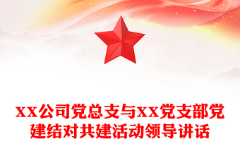 XX公司党总支与XX党支部党建结对共建活动领导讲话
