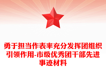 勇于担当作表率充分发挥团组织引领作用-市级优秀团干部先进事迹材料