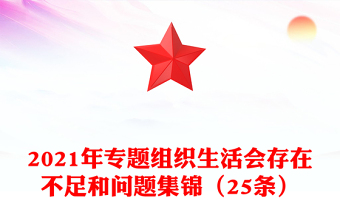 2021年专题组织生活会存在不足和问题集锦（25条）