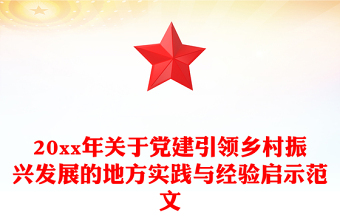 20xx年关于党建引领乡村振兴发展的地方实践与经验启示范文
