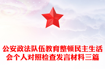 公安政法队伍教育整顿民主生活会个人对照检查发言材料三篇