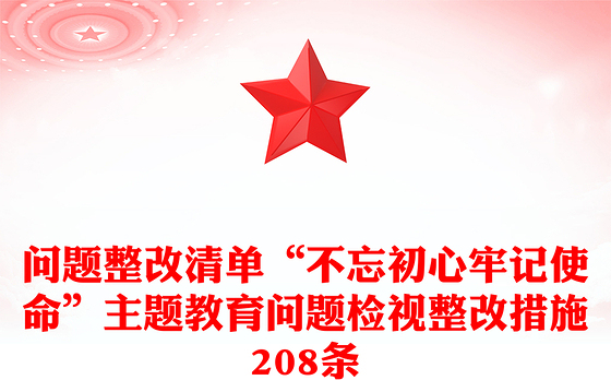 问题整改清单“不忘初心牢记使命”主题教育问题检视整改措施208条