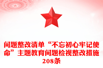 问题整改清单“不忘初心牢记使命”主题教育问题检视整改措施208条