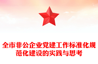 全市非公企业党建工作标准化规范化建设的实践与思考