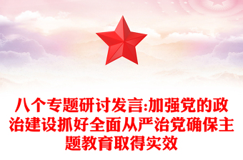 八个专题研讨发言:加强党的政治建设抓好全面从严治党确保主题教育取得实效