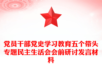 党员干部党史学习教育五个带头专题民主生活会会前研讨发言材料