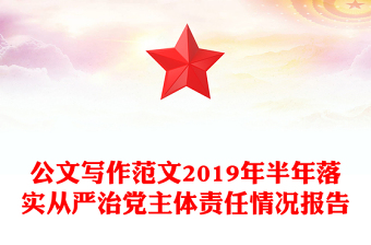 公文写作范文2019年半年落实从严治党主体责任情况报告