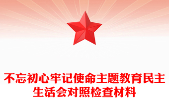 不忘初心牢记使命主题教育民主生活会对照检查材料