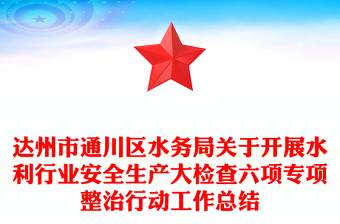 达州市通川区水务局关于开展水利行业安全生产大检查六项专项整治行动工作总结