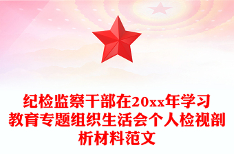纪检监察干部在20xx年学习教育专题组织生活会个人检视剖析材料范文