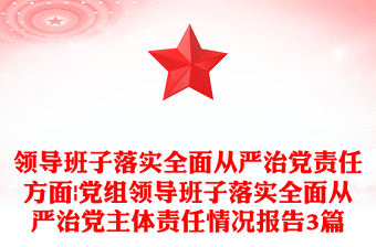 领导班子落实全面从严治党责任方面|党组领导班子落实全面从严治党主体责任情况报告3篇
