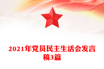 2021年党员民主生活会发言稿3篇
