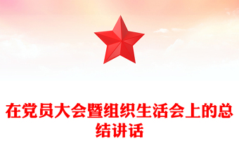 在党员大会暨组织生活会上的总结讲话