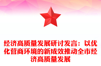 经济高质量发展研讨发言：以优化营商环境的新成效推动全市经济高质量发展