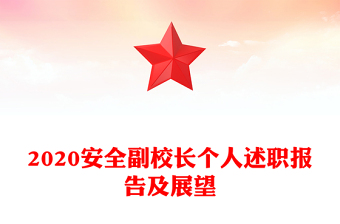 2020安全副校长个人述职报告及展望