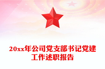 20xx年公司党支部书记党建工作述职报告