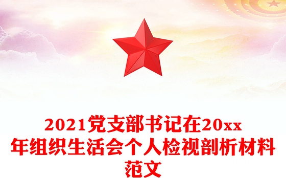 2021党支部书记在20xx年组织生活会个人检视剖析材料范文