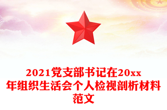 2021党支部书记在20xx年组织生活会个人检视剖析材料范文