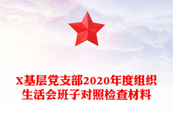 X基层党支部2020年度组织生活会班子对照检查材料