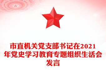 市直机关党支部书记在2021年党史学习教育专题组织生活会发言