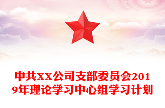 中共XX公司支部委员会2019年理论学习中心组学习计划